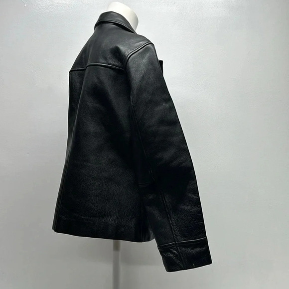 The Territory Ahead 100% Leather Jacket Coat Collared Button Down Black Small - Picture 3 of 12